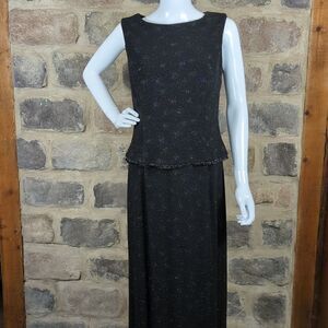VTG Scott McClintock Millennium 2000 Dress Woman's 12 Black Glitter Gown Sparkle